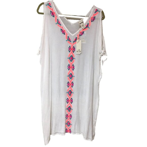 NWT Sand & Spirit Dress Cover Up Women L Gauze Embroider Fairy Aztec Southwest - Picture 1 of 10